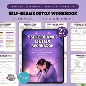 PLR / Resell Self-Blame Detox Workbook, Printable and Editable Template for Commercial Use, Let Go of Guilt Workbook, Self-Compassion Tool