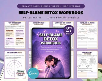 Manual de desintoxicación de la culpa (PLR/Reventa), plantilla imprimible y editable para uso comercial, manual para liberarse de la culpa, herramienta de autocompasión.