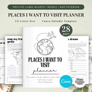 Planer PLR „Miejsca, które chcę odwiedzić” do użytku komercyjnego, szablon do druku i edycji, planer wakacji, planer podróży, plan podróży