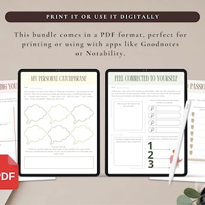 Pacchetto di 5 diari di auto-scoperta per uso personale / PDF stampabile e uso digitale / Trova la tua passione, scopri il tuo vero io, trova il tuo perché immagine 7