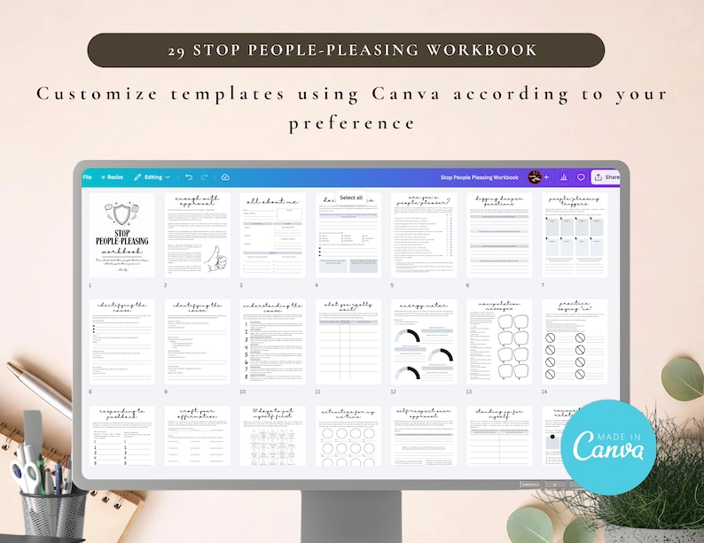 PLR Stop People-Pleasing Workbook for Commercial Use, Printable and Editable Template, Set Boundaries, Personal Growth Workbook image 6