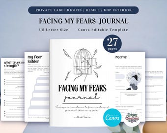 PLR Facing my Fears Journal for Commercial Use, Printable and Editable Template, Overcoming Fear Journal, Courage Journal