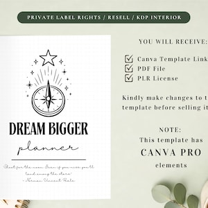PLR Dream Bigger Planner for Commercial Use, Printable and Editable Template, Dream Life Planner, Goal Planner, Vision Planner