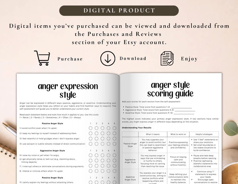 PLR Mein Arbeitsbuch zur Anagerkontrolle für kommerzielle Nutzung, druckbare und in Canva bearbeitbare Vorlage, Arbeitsbuch zum Anger-management, Wuttherapie Bild 4