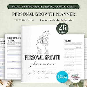 PLR Personal Growth Planner for Commercial Use, Printable and Editable Template, Productivity Planner, Goal Planner, Growth Mindset
