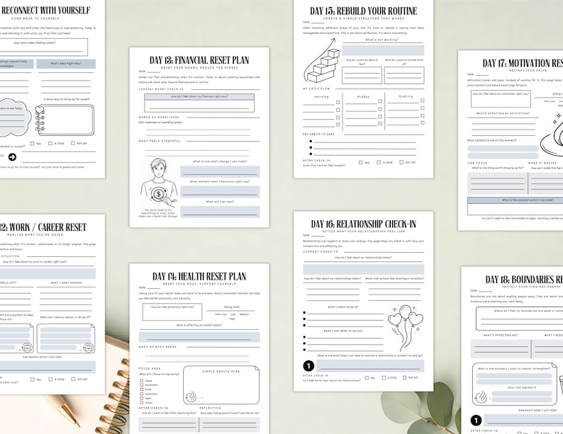 PLR 20-Day Life Reset Planner for Commercial Use, Printable and Editable Template | Self-Improvement Planner | Daily Life Reset image 7