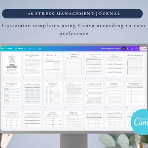 PLR Stress Management Journal for Commercial Use, Printable and Editable Template, Emotional Regulation, Stress-Relief
