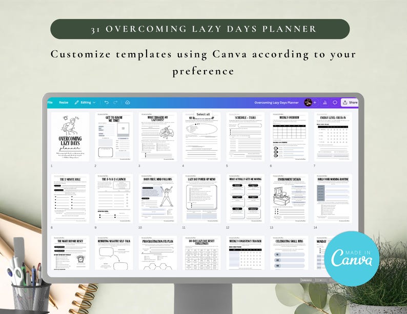 PLR Stop Procrastinating Planner for Commercial Use, Printable and Canva Editable Template | Productivity Planner, Overcoming Lazy Days image 6