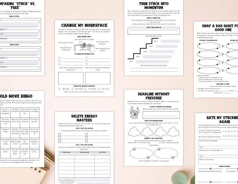 PLR Feeling Stuck in Life Workbook for Commercial Use, Printable and Editable Template, Feeling Trapped Worksheets, Self-Growth image 7