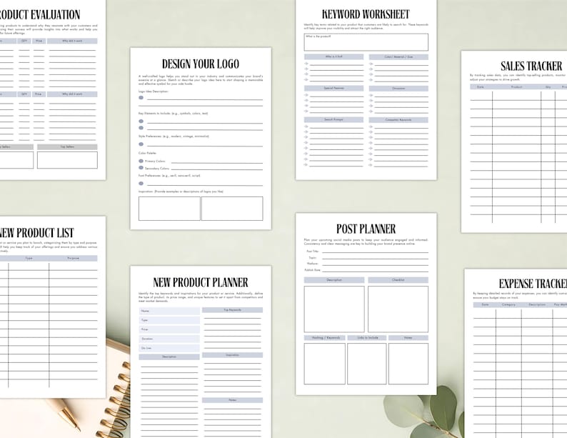 PLR Side Hustle Planner for Commercial Use, Printable and Editable Template, Business Planner, Small Business Planner, Marketing