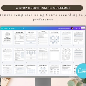 PLR Stop Overthinking Workbook, Printable and Editable Template, Commercial Use, Mindfulness Journal, Self-Care Journal, Anxiety image 6