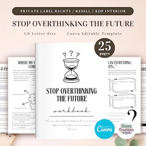 PLR Stop Overthinking the Future Workbook for Commercial Use, Printable and Editable Template | Future Anxiety Worksheet