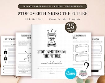 PLR Stop Overthinking the Future Workbook for Commercial Use, Printable and Editable Template | Future Anxiety Worksheet