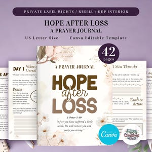 PLR Hope After Loss (Prayer Journal)  for Commercial Use, Printable and Canva Editable Template, Healing from Grief Journal