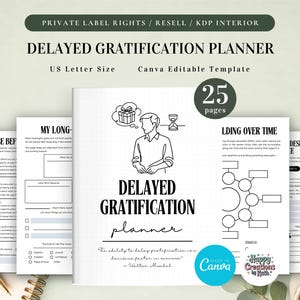 PLR Delayed Gratification Planner for Commercial Use, Printable and Editable Template | Self-Discipline Planner | Impulse Control