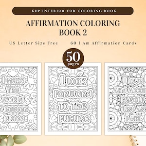 Affirmation Coloring Bundle | Printable for KDP Interior and Personal Use | I Am Affirmations Motivational, Inspiring, Anxiety Relief image 3