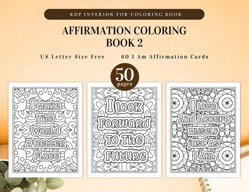 Affirmation Coloring Bundle | Printable for KDP Interior and Personal Use | I Am Affirmations Motivational, Inspiring, Anxiety Relief image 3