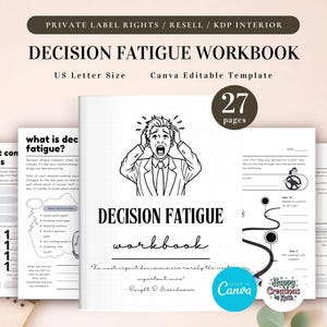 PLR Decision Fatigue Workbook for Commercial Use, Printable and Editable Template, Daily Decision Log, Decision-Making Planner