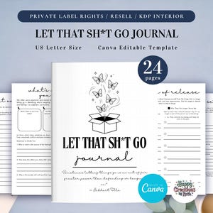 PLR Let That Sh*t Go Journal for Commercial Use, Printable and Editable Template, Letting Go Journal, Moving On Journal