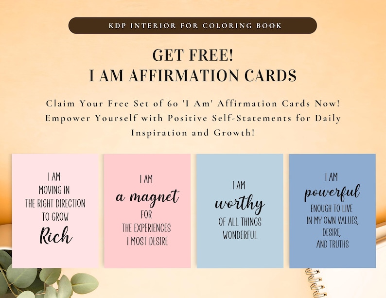 Affirmation Coloring Bundle | Printable for KDP Interior and Personal Use | I Am Affirmations Motivational, Inspiring, Anxiety Relief image 7