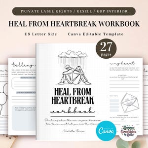 PLR Heal from Heartbreak Workbook for Commercial Use, Printable and Editable Template, Moving On Workbook, Healing Workbook