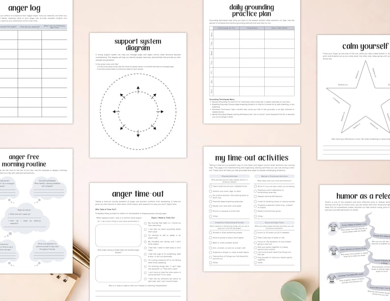 PLR Mein Arbeitsbuch zur Anagerkontrolle für kommerzielle Nutzung, druckbare und in Canva bearbeitbare Vorlage, Arbeitsbuch zum Anger-management, Wuttherapie Bild 7