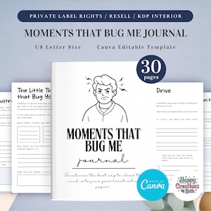 Diario de momentos que me molestan (PLR) para uso comercial, plantilla imprimible y editable, diario de quejas y desahogo.