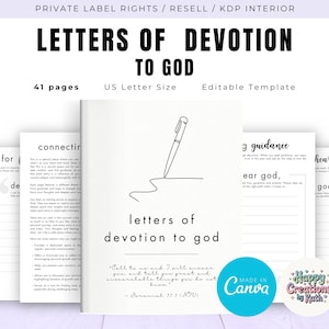 PLR / Revenda de Cartas de Devoção a Deus para Uso Comercial, Modelo Imprimível e Editável, Diário de Fé, Diário Devocional, Diário Bíblico