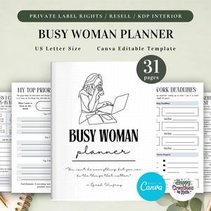 PLR Busy Woman Planer für kommerzielle Nutzung, druckbare und bearbeitbare Vorlage, Produktive Woman Planer, Busy Girl Organizer