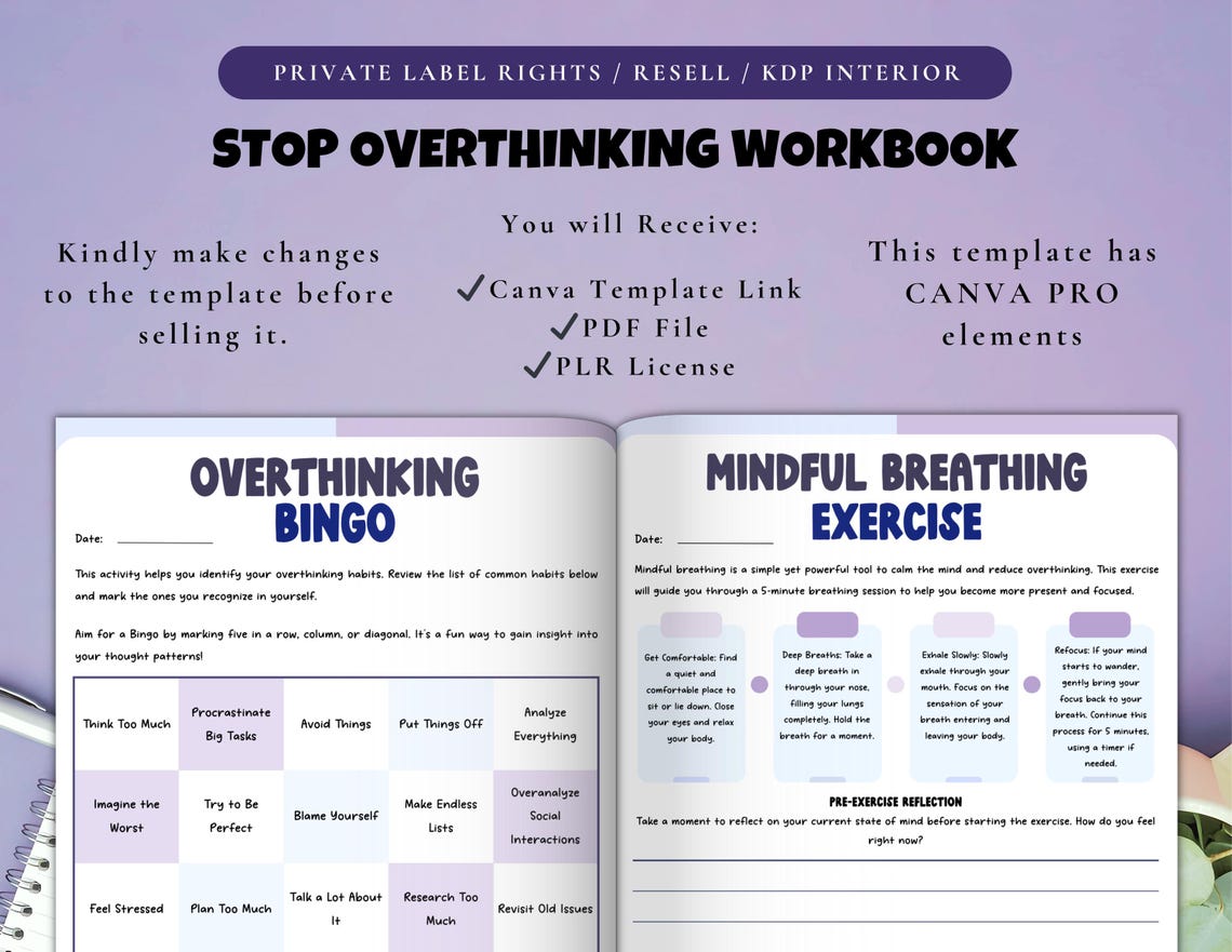 PLR / Resell Stop Overthinking Workbook, Printable and Editable ...