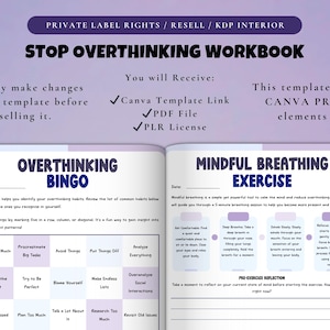 PLR / Resell Stop Overthinking Workbook, Printable and Editable Template, Declutter Your Mind, Anxiety Workbook, Mental Health Journal image 2