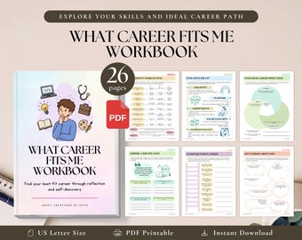 What Career Fits Me Workbook PDF | Career Planner, Career Change Worksheets, Career Clarity Journal, Job Fit & Self Discovery Printable