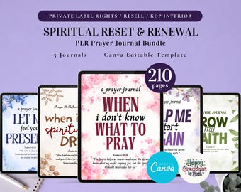 PLR Spiritual Reset and Renewal (Prayer Journal Bundle) for Resell | Printable and Canva Editable Journal | Faith Renewal Journal