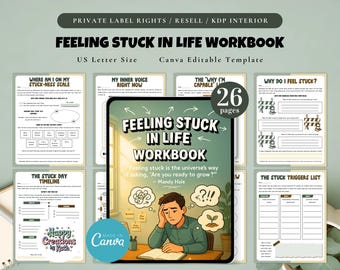 PLR / Revender Libro de ejercicios para sentirse estancado en la vida, plantilla imprimible y editable, Libro de ejercicios para liberarse, Encontrar el rumbo en la vida, Diario para estancarse