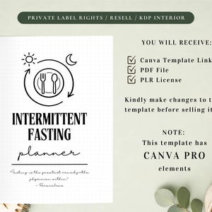 PLR Intermittent Fasting Planner for Commercial Use, Printable and Editable Template, Intermittent Fasting Tracker, IF Planner