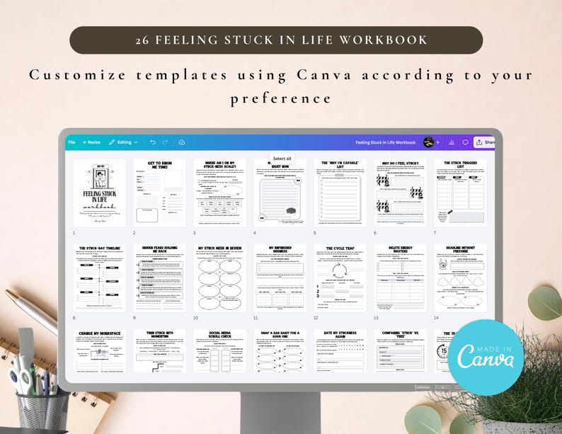 PLR Feeling Stuck in Life Workbook for Commercial Use, Printable and Editable Template, Feeling Trapped Worksheets, Self-Growth image 6