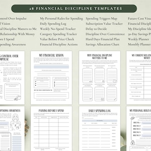 Planificador de Disciplina Financiera PLR para Uso Comercial, Plantilla Imprimible y Editable / Planificador de Hábitos Financieros imagen 3
