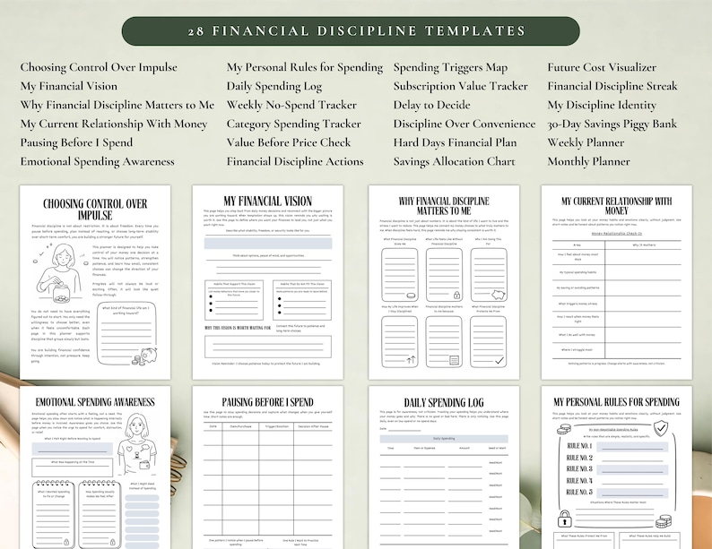 Planificador de Disciplina Financiera PLR para Uso Comercial, Plantilla Imprimible y Editable / Planificador de Hábitos Financieros imagen 3