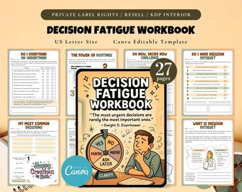 PLR / Resell Decision Fatigue Workbook, Printable and Editable Template, Overcome Decision Fatigue, Decision-Making Tool, Daily Decision