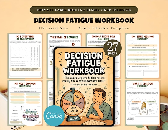 PLR / Resell Decision Fatigue Workbook, Printable and Editable Template, Overcome Decision Fatigue, Decision-Making Tool, Daily Decision