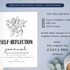 PLR Self-Reflection Journal for Commercial Use, Printable and Editable Template, Daily Mindfulness Journal, Self-Growth Journal