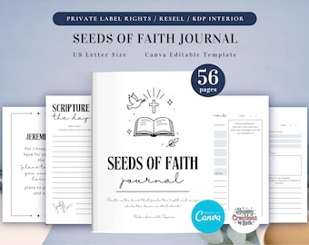 PLR Seeds of Faith Journal for Commercial Use, Printable and Editable Template, Devotional Journal, Bible Journal, Prayer Journal
