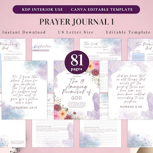 Prayer Journal Bundle for KDP Interior Editable Template in Canva and Printable Journal, Bible Study Journal Prayer Digital Planner image 2