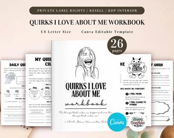 PLR Quirks I Love About Me Workbook for Commercial Use, Printable and Editable Template, Self-Love Workbook, Self-Awareness Journal