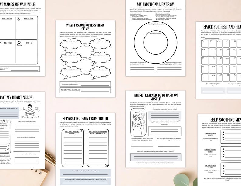 PLR Self-Love: When I Feel Unlovable Workbook, Printable and Editable Template, Commercial Use, Healing Journal image 7