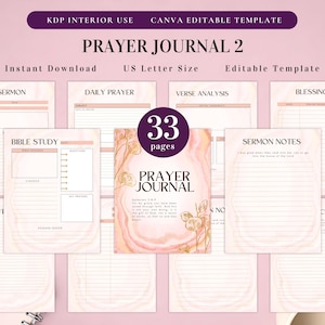 Prayer Journal Bundle for KDP Interior Editable Template in Canva and Printable Journal, Bible Study Journal Prayer Digital Planner image 3