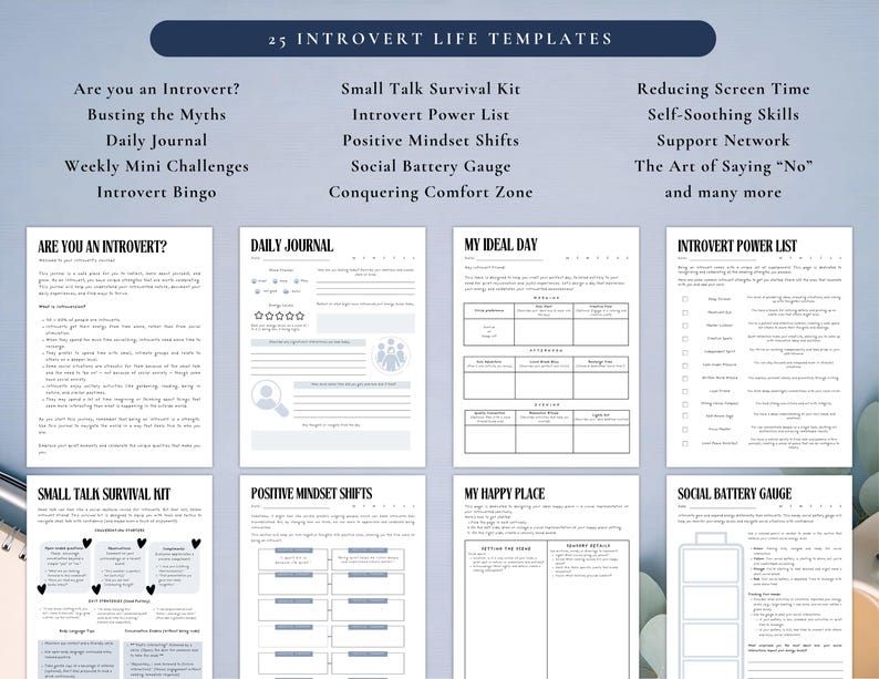 PLR Diario para introvertidos para uso comercial, plantilla imprimible y editable en Canva, diario de atención plena imagen 3
