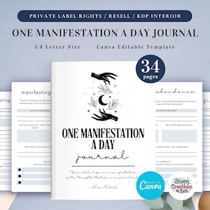 PLR One Manifestation a Day Journal for Commercial Use, Printable and Editable Template, Daily Manifestation Journal, Life Manifest