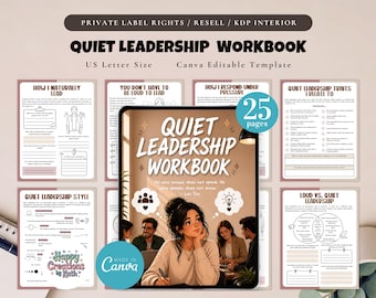 PLR / Cuaderno de trabajo sobre liderazgo tranquilo, plantilla imprimible y editable, cuaderno de trabajo sobre liderazgo con calma y confianza, hoja de trabajo sobre mentalidad de líder