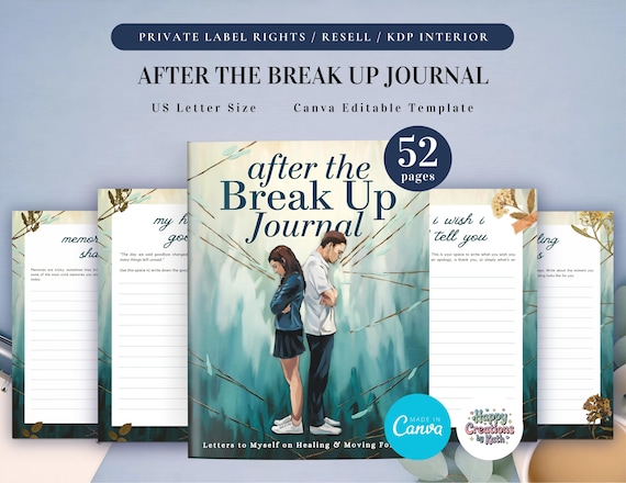 PLR After the Break Up Journal for Commercial Use, Printable and Editable Template, Healing Journal, Break Up Worksheet